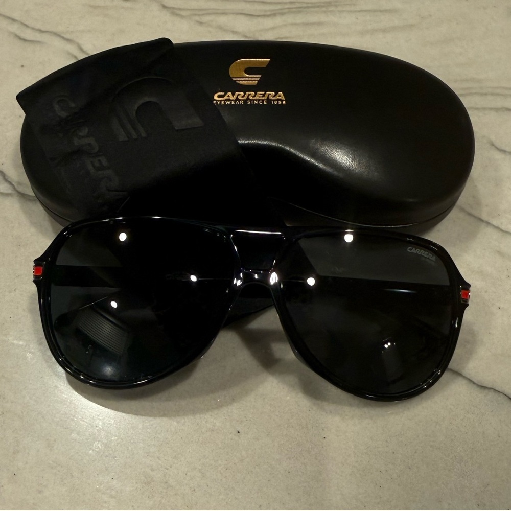 Carrera 1045/S 807IR Black Aviator Pilot Sunglasses 61mm w/ Case NWOT